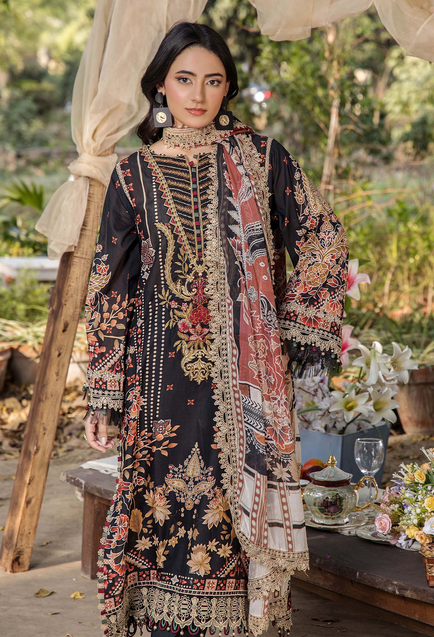Adan Libas Lawn Dress 3 piece With Bamber chiffon Duppata