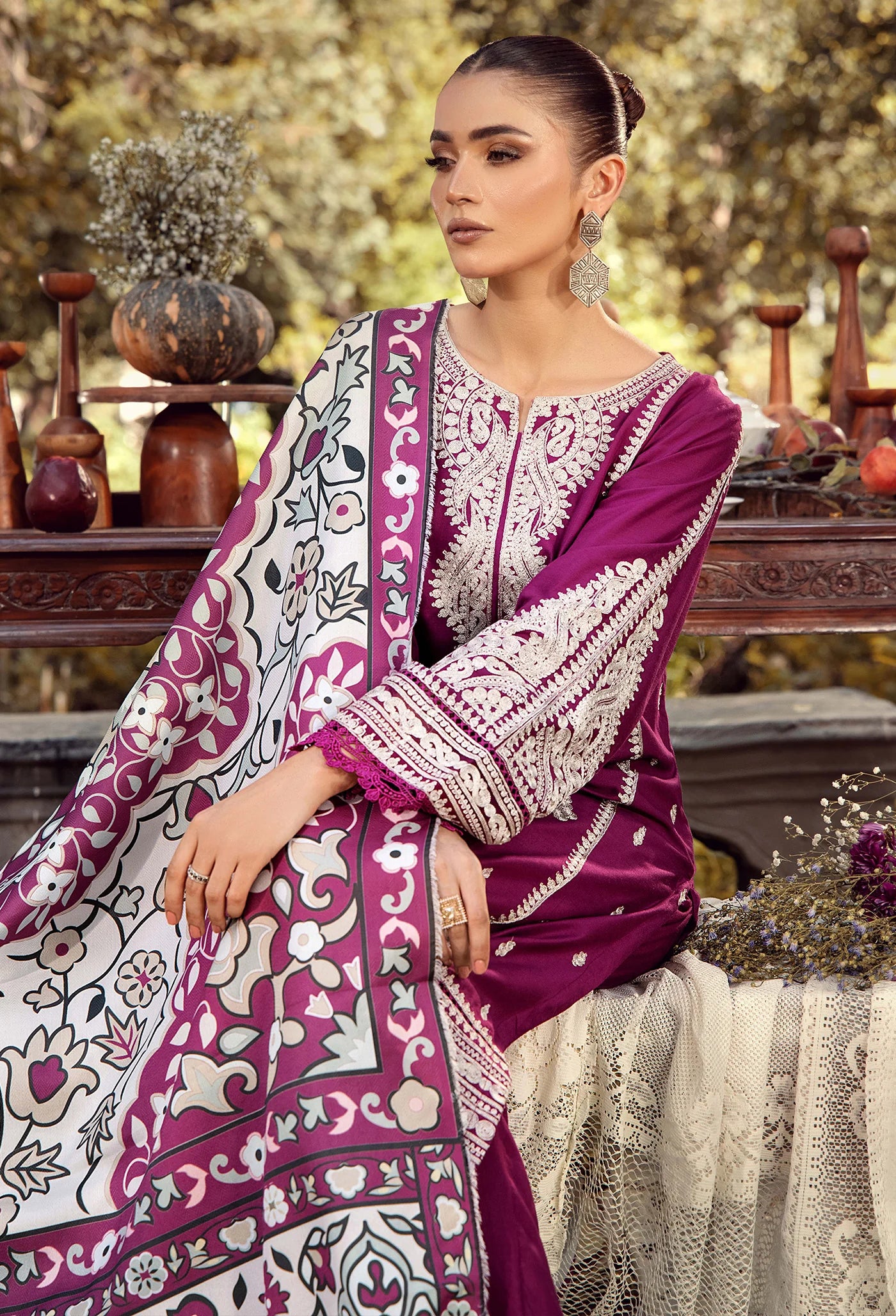 Adan Libas Embroided Linen 3 piece