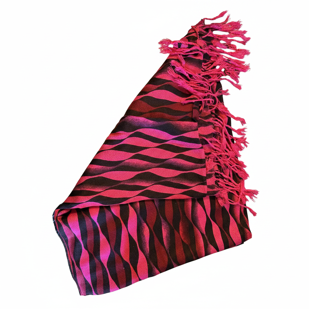 Scarf with strips pink and black