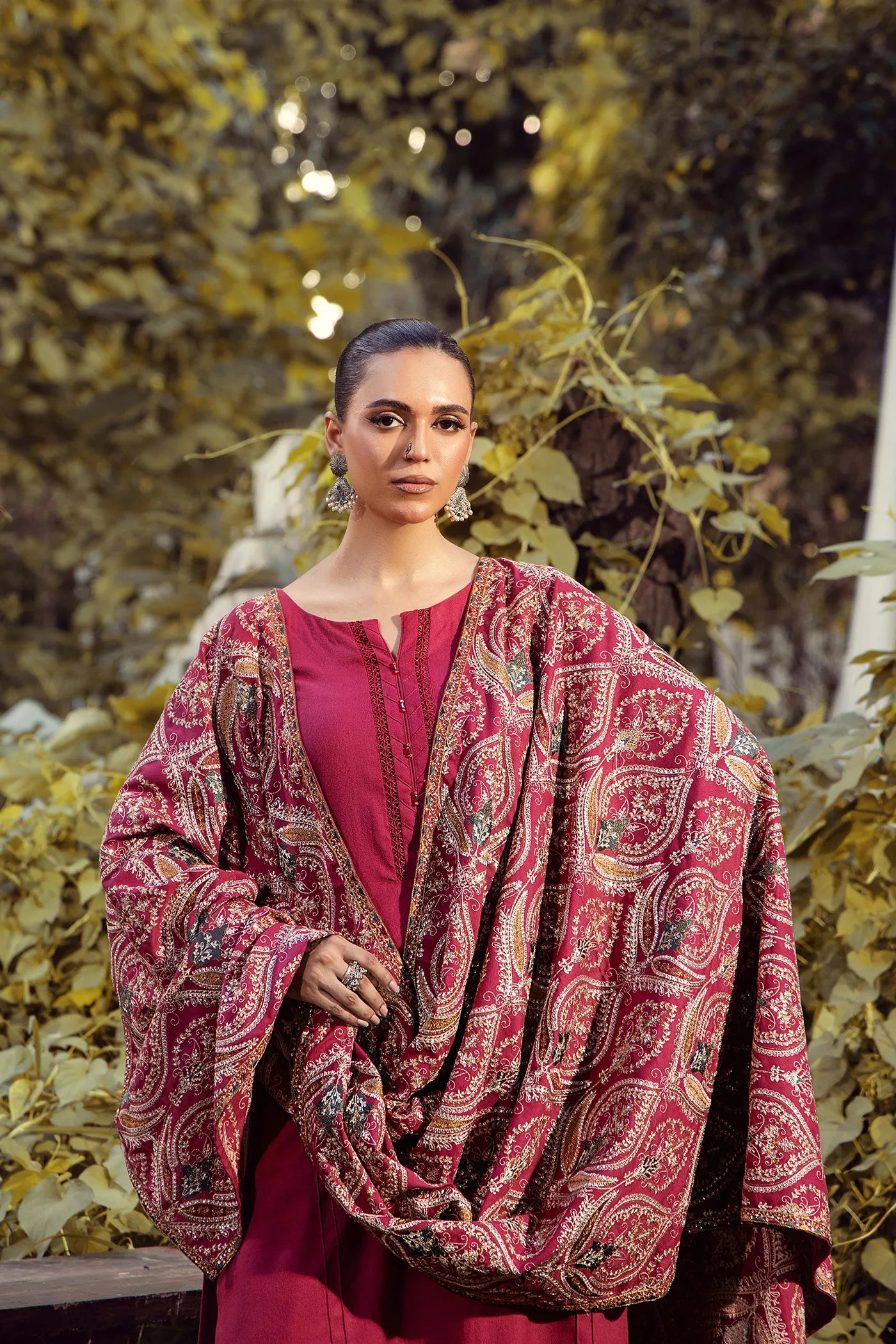 Adan Libas Dhanak 3 piece Dark Pink