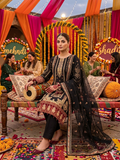 Formal Eid wear Net Sequence Embroided 3 piece Black