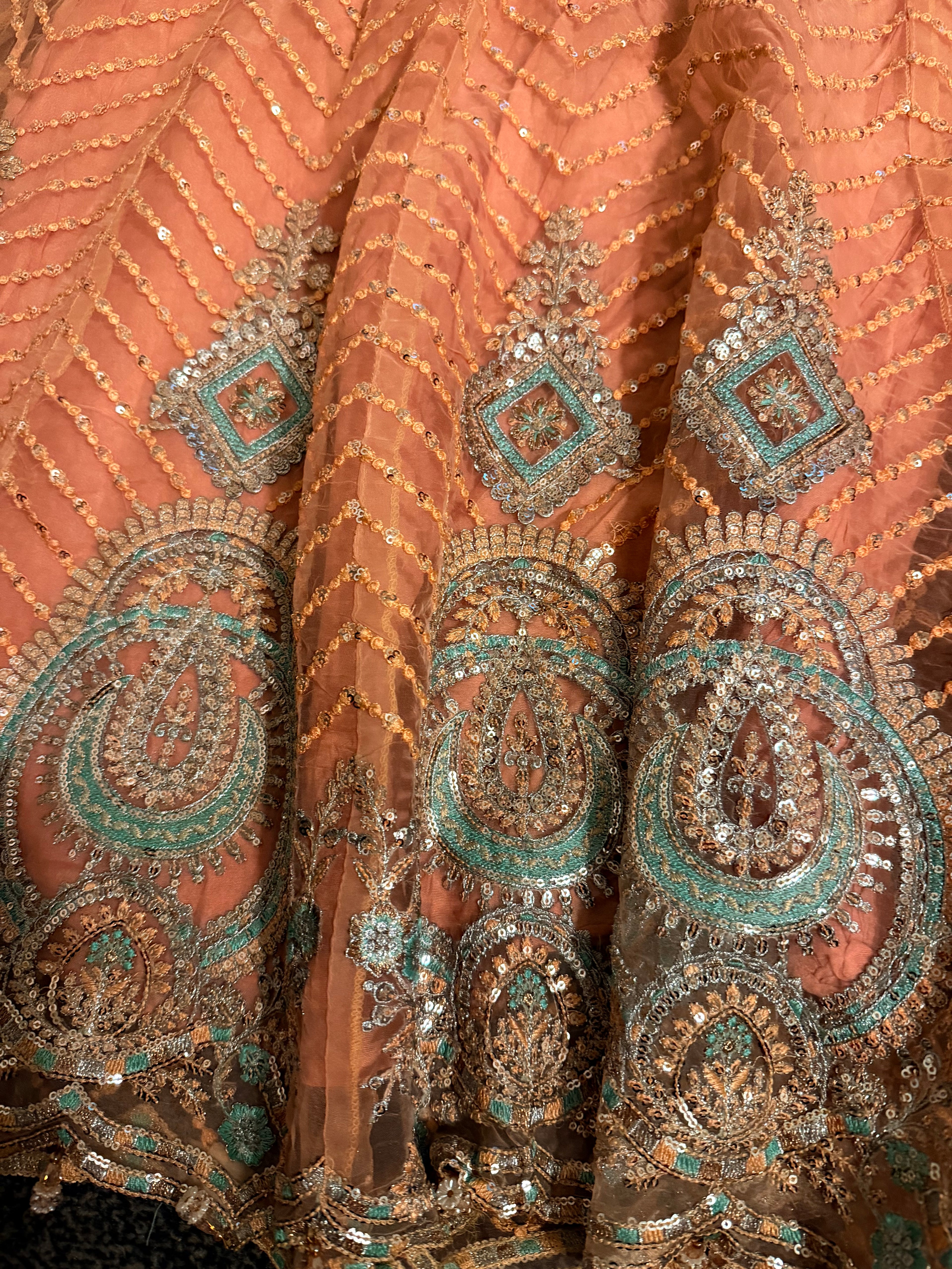 Formal Eid Frock Style Maxi Peach Colour