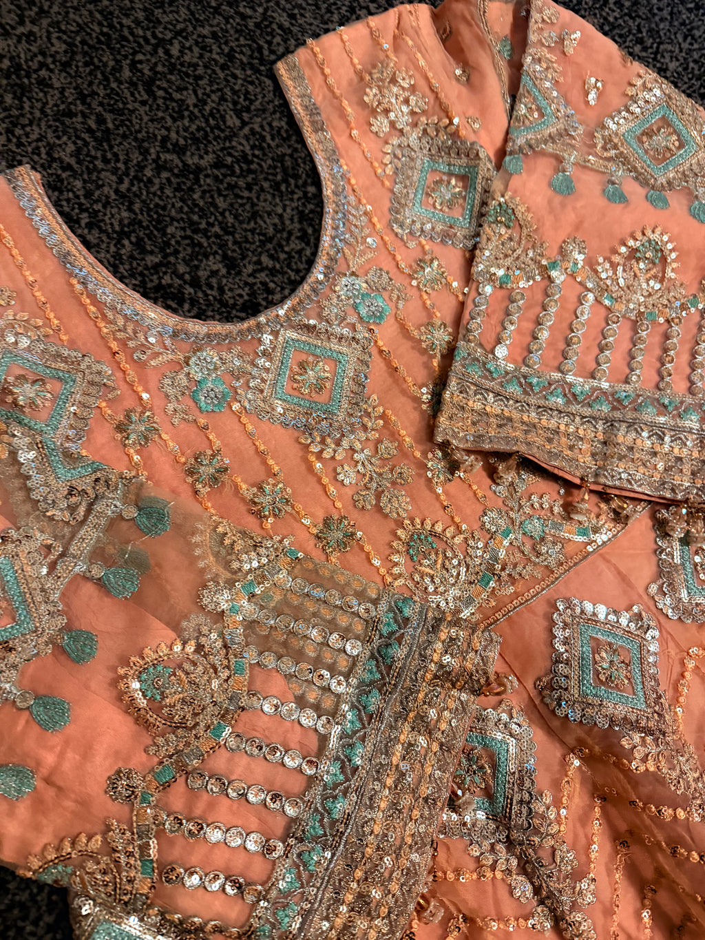 Formal Eid Frock Style Maxi Peach Colour