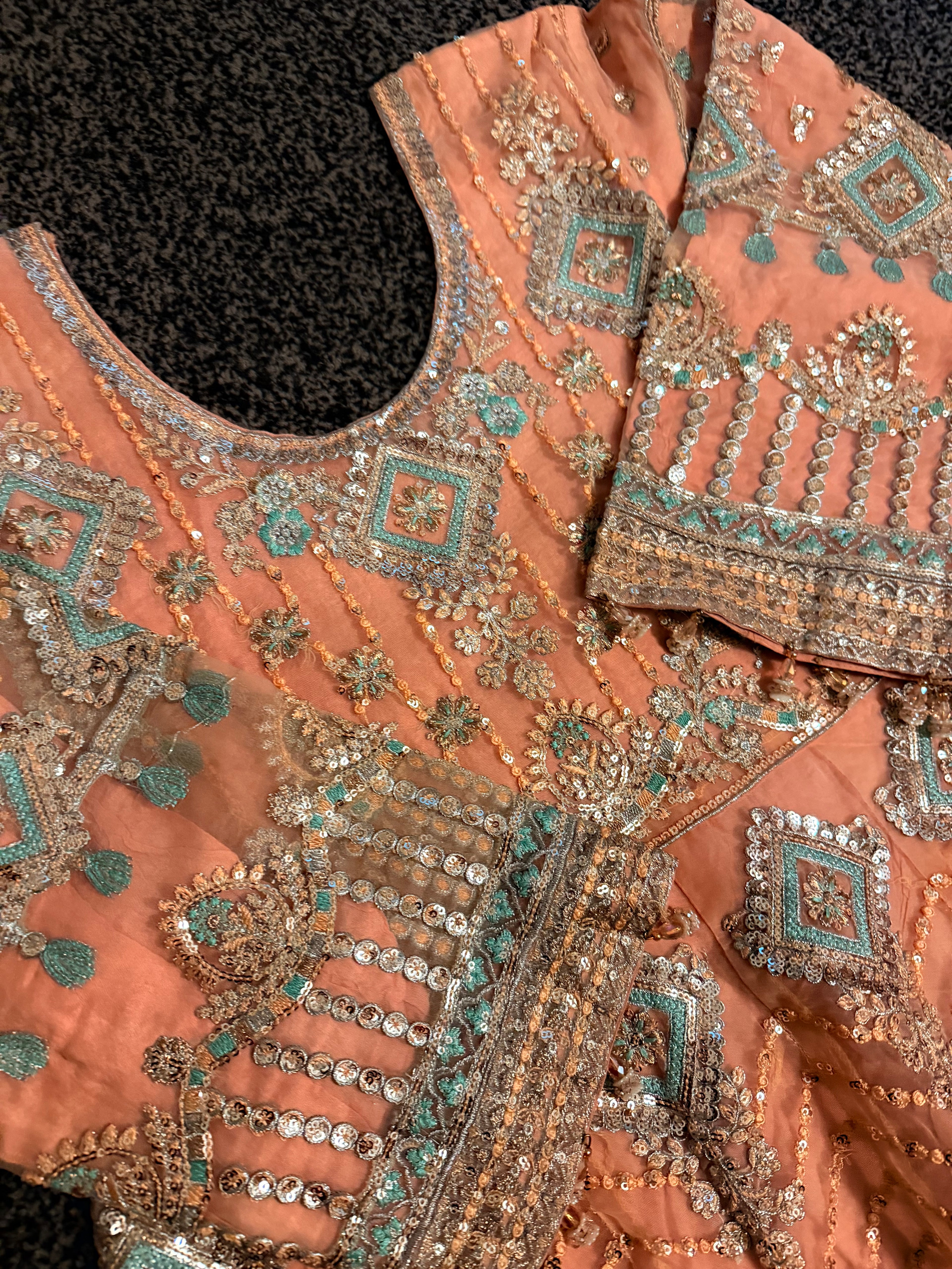 Formal Eid Frock Style Maxi Peach Colour