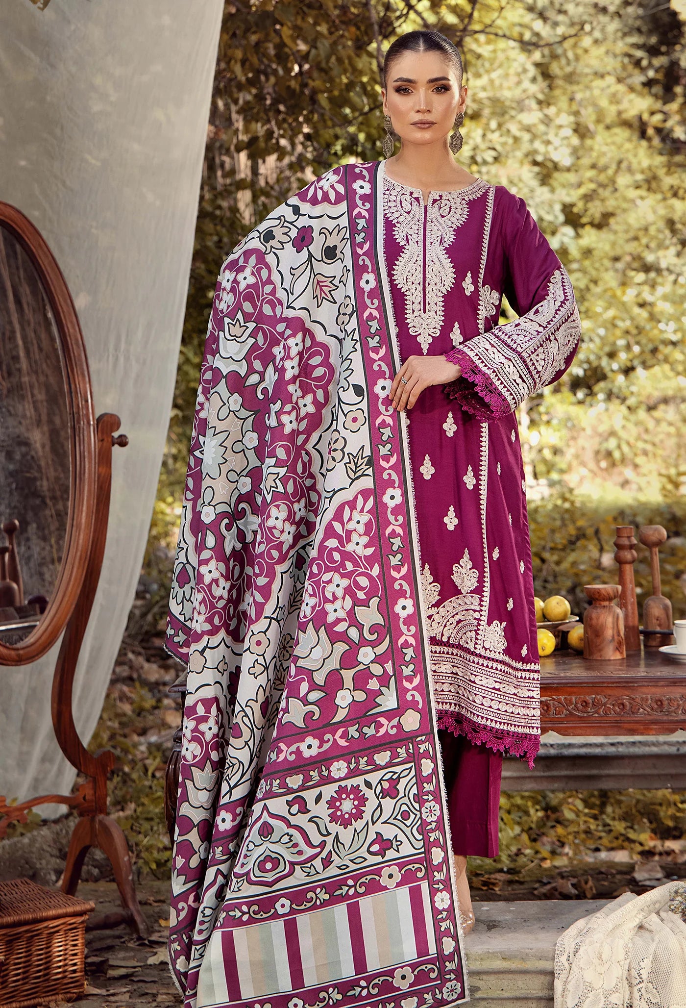 Adan Libas Embroided Linen 3 piece