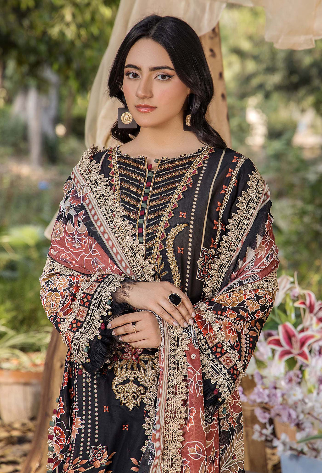 Adan Libas Lawn Dress 3 piece With Bamber chiffon Duppata