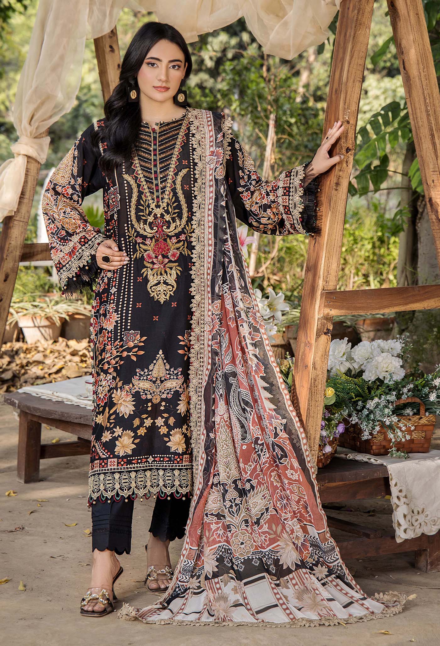 Adan Libas Lawn Dress 3 piece With Bamber chiffon Duppata