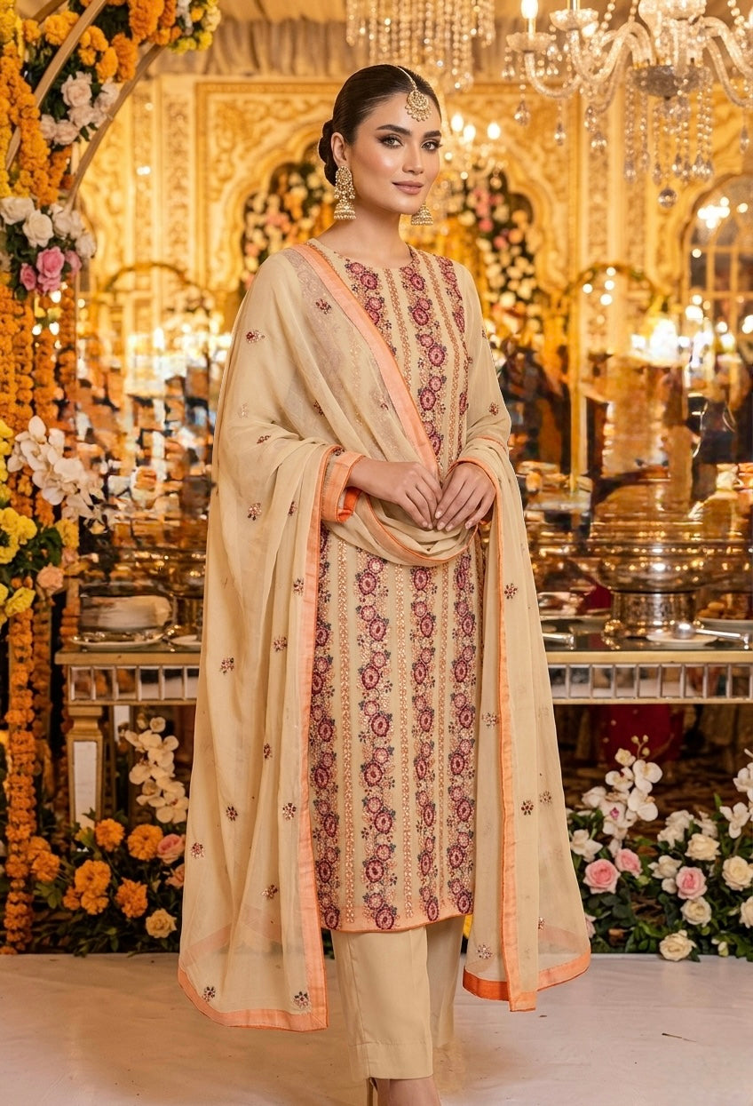 Formal Chiffon Embroided Three piece